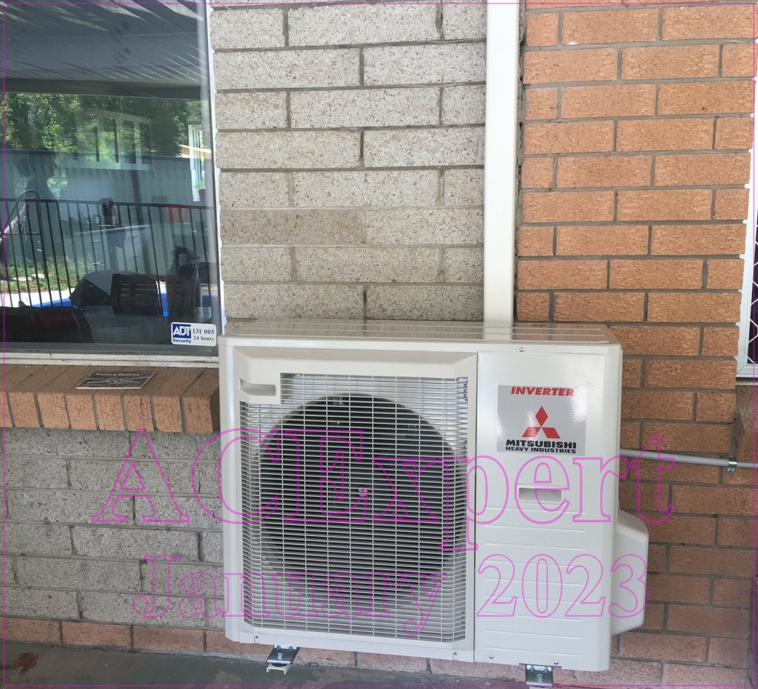 Split system installation with copper line set, drain line, and electrical cable neatly bundled
