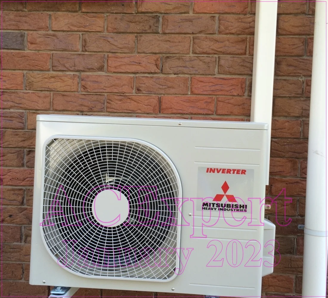 Outdoor unit mounted on wall during split system installation for a Brisbane home.