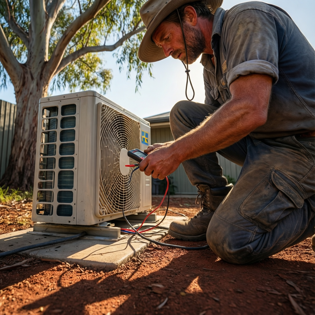 Technician and client discussing placement of a new ducted vent Family comfortable on a hot day with cool air flowing from a ducted vent.