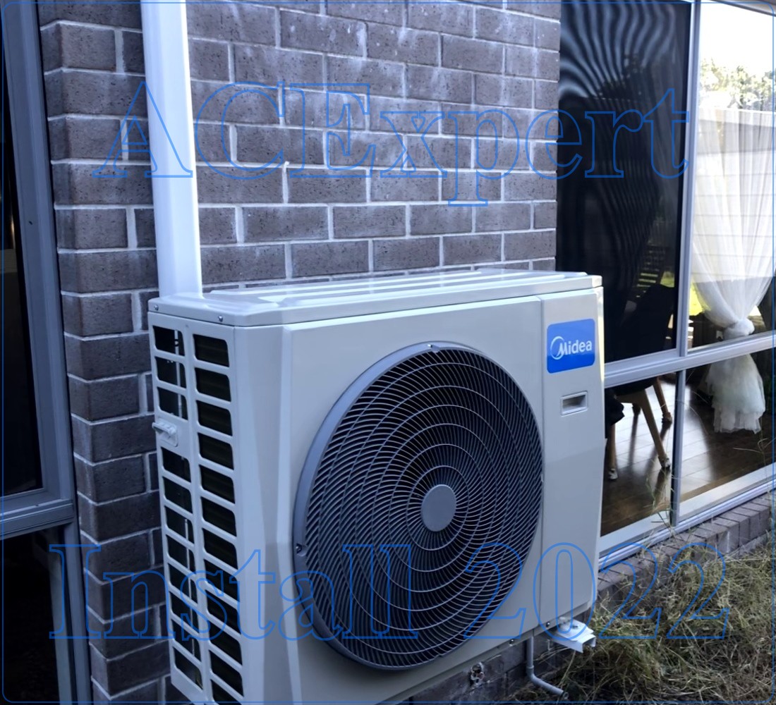 Outdoor condenser unit surrounded by native plants on a crisp winter morning