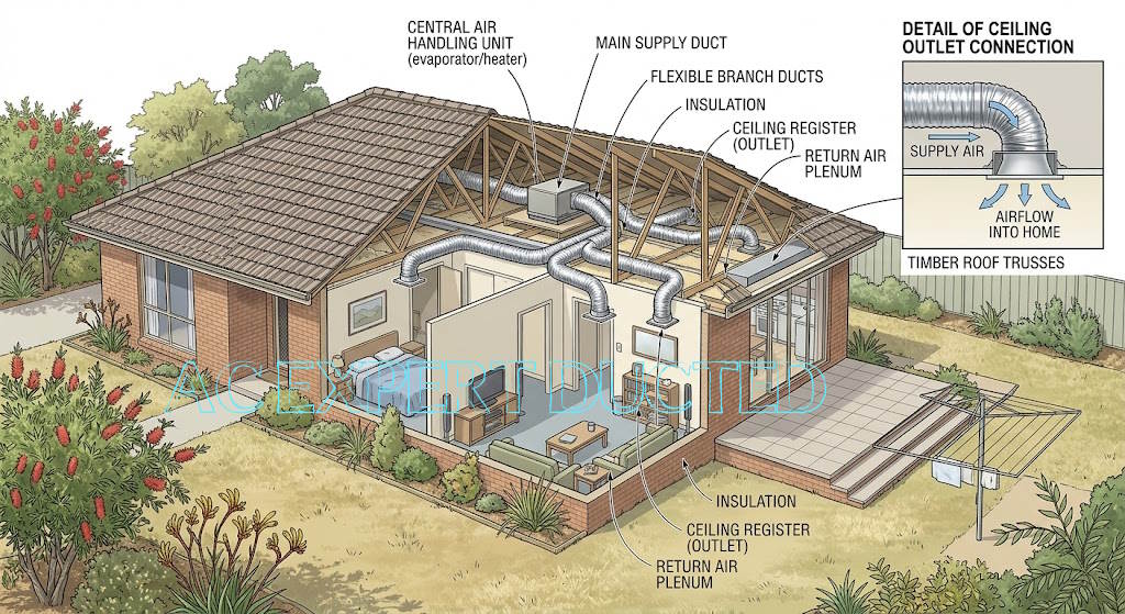 Ducted air conditioning split diagram stage 1
