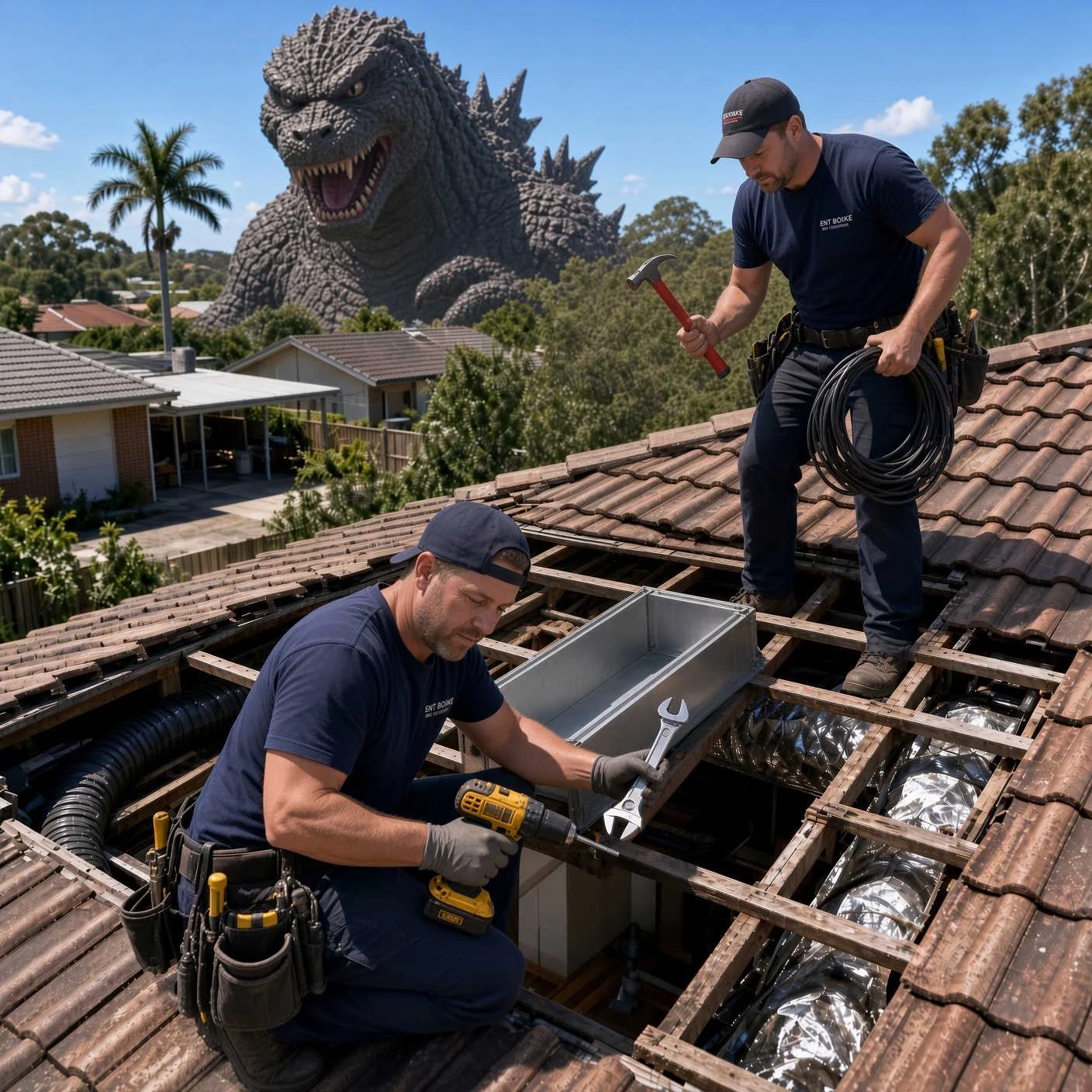 Professional Split System Air Conditioner Installation Expert installing a split system air conditioner in a Brisbane home, highlighting efficient split system air conditioning