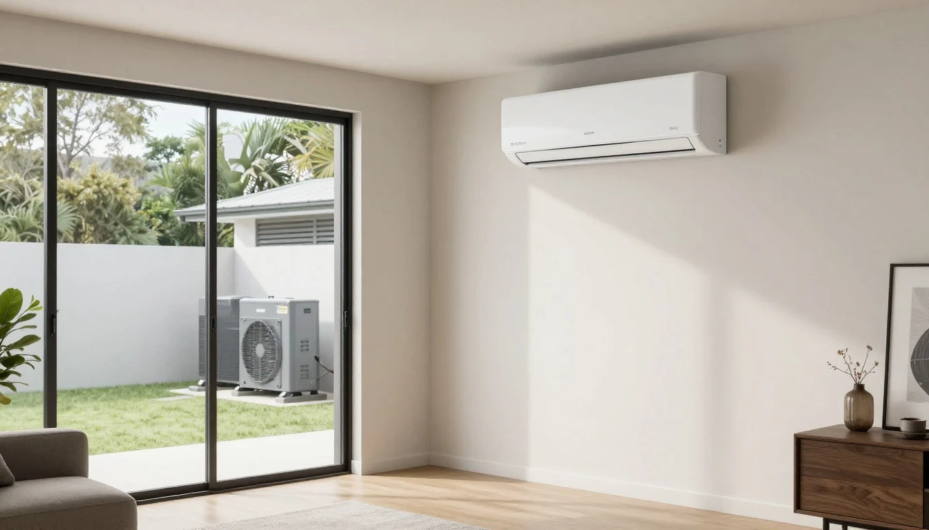 Experienced technician installing high-quality split system air conditioning in a Brisbane home.