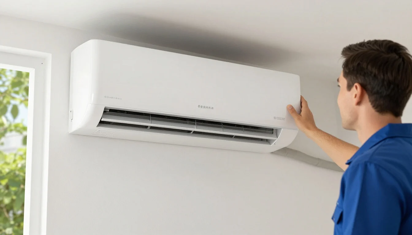 Technician performing a split system installation in a Brisbane home, ensuring optimal placement and wiring.